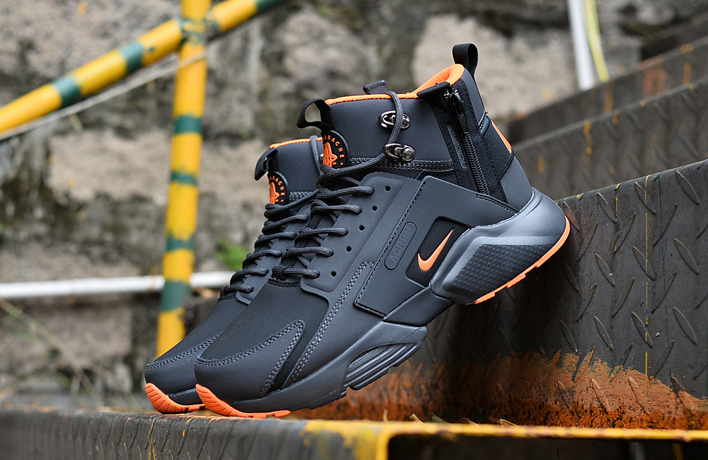 2018 Men Nike Huarache X Acronym City MID Leather Black Orange